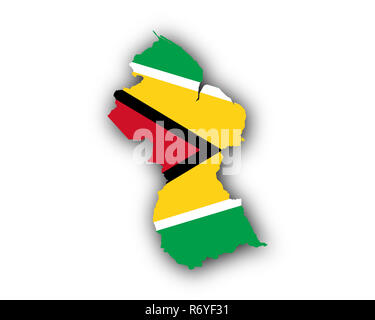 Karte und Flagge von guyana Stockfoto