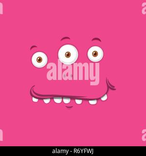 Drei eyed Monster Gesicht Abbildung Stock Vektor