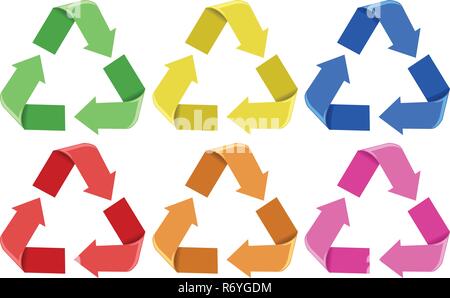 Set aus bunten Recycling Symbole Abbildung Stock Vektor