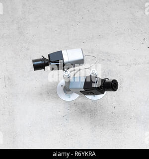 Moderne CCTV-Kameras auf Beton Wand Stockfoto