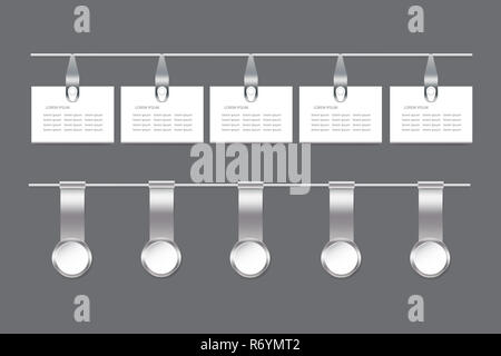Set aus Metall Infografik hängenden Rechteck und Kreis Etiketten Stockfoto