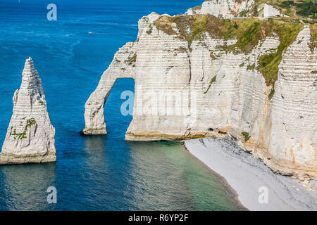 Die berühmten Klippen von Etretat in der Normandie, Frankreich Stockfoto