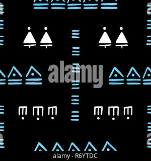 Handgemalte abstrakte nahtlose Muster. Aquarell tribal geometrische Struktur. Stockfoto