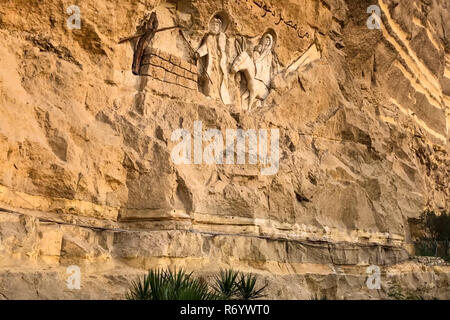 Die christlichen Stätten in Ägypten. Reliefs der biblischen Geschichte Stockfoto