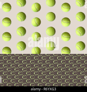 Gemusterten Hintergrund - Fotografische Objekte Collage mit Hand gezeichnete Symbole - Tennis Ball gemischt Stockfoto