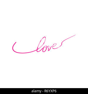 Herz und Liebe im kontinuierlichen Zeichnen von Linien in einem flachen Stil im kontinuierlichen Linien zeichnen. Durchgehende schwarze Linie. Die Arbeit von flachen Design. Symbol der Liebe und der Zärtlichkeit Stockfoto