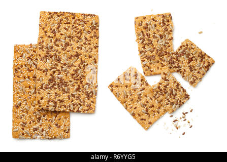 Knäckebrot mit Leinsamen, Sesam und Sonnenblumenkerne Stockfoto