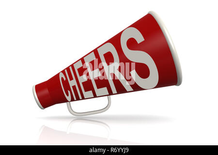Rotes Megaphon mit Beifall Wort Stockfoto