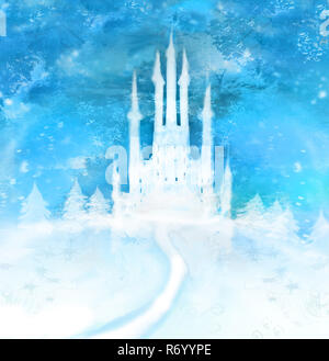 Weihnachten Winter Burg auf dem Hügel Stockfoto