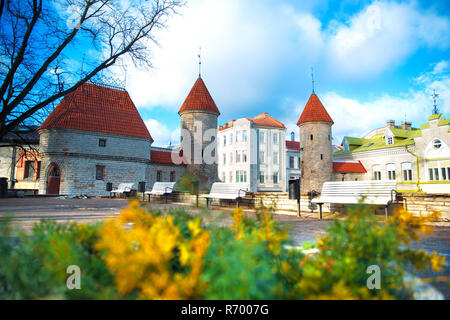 Wachtürme von Viru Tor in Tallinn Stockfoto