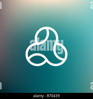 Vektor minimalistisch Lineare Kreis Verbindung wirbelnden Dreieckigen Logo in einem einfachen modernen Stil Stockfoto