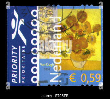 Briefmarke aus den Niederlanden in 150 der Vincent van Gogh's Geburtstag Serie in 2003. Stockfoto