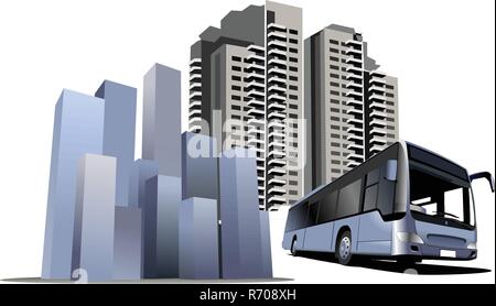 Wohnheim und Bus. Vektor-illustration Stock Vektor