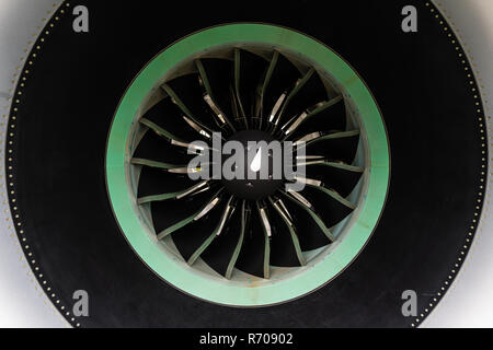 Der Turbofan Jet Engine, aus der Nähe. Stockfoto