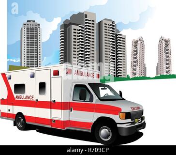 Wohnheim und Krankenwagen. Vektor-illustration Stock Vektor