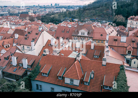 Dezember, Erster Advent in Prag, Blick von der Prager Burg, Prag panorama Stockfoto