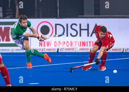 Bhubaneswar, Indien. 07. Dezember 2018. odisha's Hockey Männer Wm Bhubaneswar 2018. Veranstaltungsort: Kalinga Stadion. Paul Gleghorne während des Spiels Irland England vs. Stockfoto