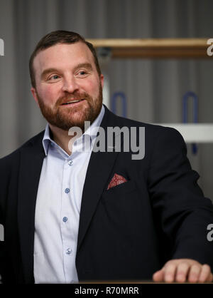 Nürnberg, Bayern, Deutschland. 7. Dezember 2018. Marc Gianola, Präsident des Sprengler Schale, spricht während der Pressekonferenz für den Spengler Cup 2018, die vom 26. - 31. Dezember 2018 in Davos (Schweiz). Quelle: dpa Picture alliance/Alamy leben Nachrichten Stockfoto