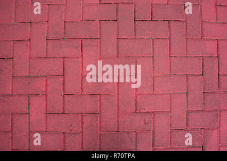 Stein Beton Farbe Rot ebnet Straße Straße Bürgersteig Textur Stockfoto