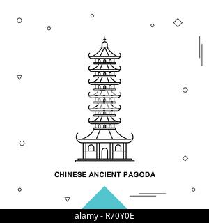 Chinesische alte Pagode Stock Vektor