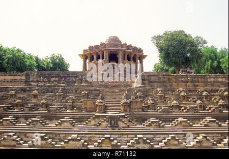 Sun Tempel - 1027 N.CHR., Modhera, Gujarat, Indien Stockfoto