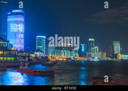 Skyline bei Nacht, Shanghai, China Stockfoto