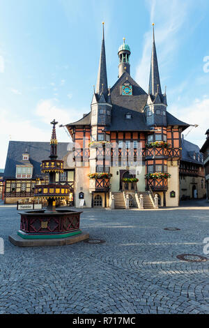 Rathaus, Wernigerode, Harz, Sachsen-Anhalt, Deutschland Stockfoto