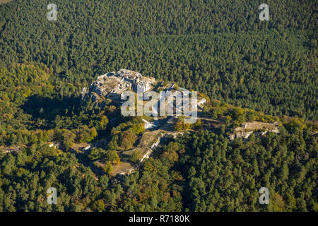 Luftaufnahme, Burgruine des rock Burg Regenstein, Am Platenberg, Blankenburg, Sachsen-Anhalt, Deutschland Stockfoto