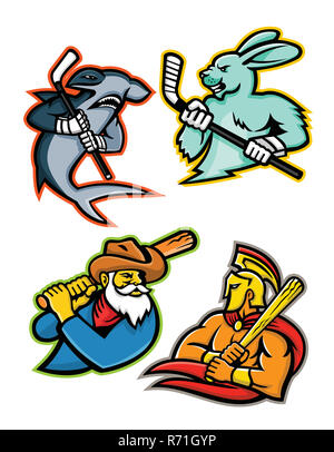 Baseball und Eishockey Team Maskottchen Sammlung Stockfoto