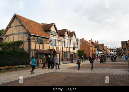 William Shakespeares Geburtsort in der Henley Street, Stratford-upon-Avon, Sehenswürdigkeiten Touristen England Großbritannien, historisches Gebäude Stockfoto