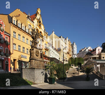 Spalte der Heiligen Dreifaltigkeit - Pestsäule in Karlsbad. Böhmen. Der Tschechischen Republik Stockfoto