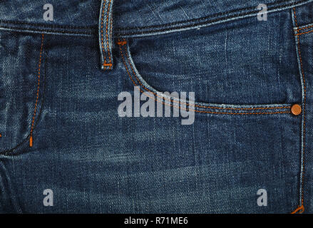 Blau gewaschen Jeans Denim mit Tasche Stockfoto