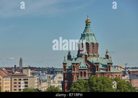 Uspenski Kathedrale, eine Orthodoxe Kathedrale in Helsinki, Finnland, gewidmet der Entschlafung der Gottesgebärerin (der Jungfrau Maria) Stockfoto