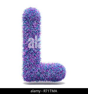 Lila Fellimitat Buchstabe L und 3D-Darstellung Stockfoto