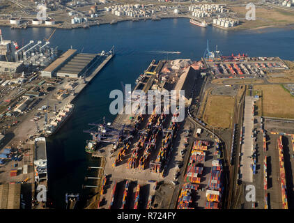 Eine Luftaufnahme von Teesport, Middlesborough, Teeside, North East England, Großbritannien Stockfoto