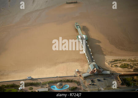 Eine Luftaufnahme von St Annes Pier, Lytham St Annes, North West England, Großbritannien Stockfoto