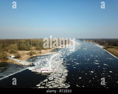 Eis driften, Eisgang auf der Elbe, Eisschollen Stockfoto