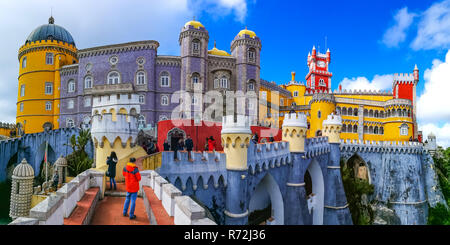 Detailansicht des historischen Pena Palast von Sintra, Portugal Stockfoto