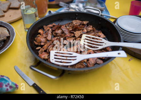 Mushroom dish mit Safran Milch Kappe, Murrhardt, Rems-Murr, Baden-Württemberg, Deutschland, (Lactarius Deliciosus) Stockfoto