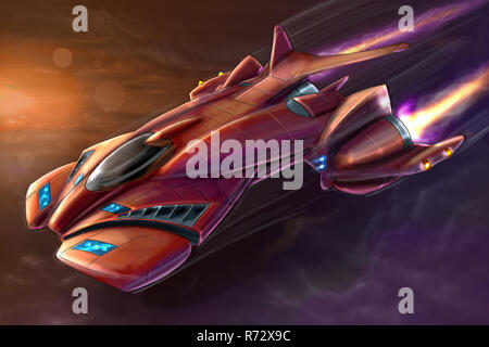 Konzept Kunst Malerei des futuristischen Raum Schiff oder Flugzeug Stockfoto