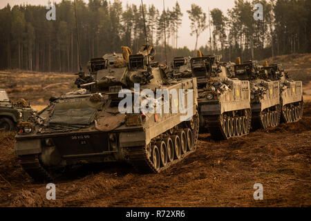 Krieger gepanzerte Kampffahrzeuge der britischen Battlegroup NATO Erweiterte vorwärts Präsenz in Estland Stockfoto