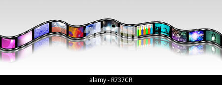 Filmstreifen mit surrealistischen und abstrakten Filmmaterial. 3D-Rendering Stockfoto