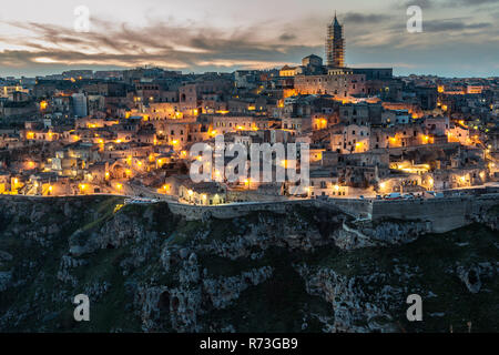 Stadtbild von Matera, der Europäischen Kulturhauptstadt 2019 Stockfoto