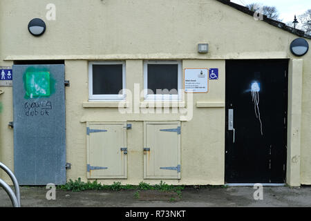 Ein geschlossen, verriegelt die öffentliche Toilette in Camborne, Cornwall, Großbritannien Stockfoto