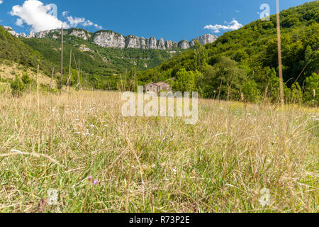 Die Vercors ist zwischen Grenoble und Sterben und bildet den Fuß der Alpen aus dem Rhône-Tal im Westen. Typisch sind die Kalk Felsen, towe Stockfoto