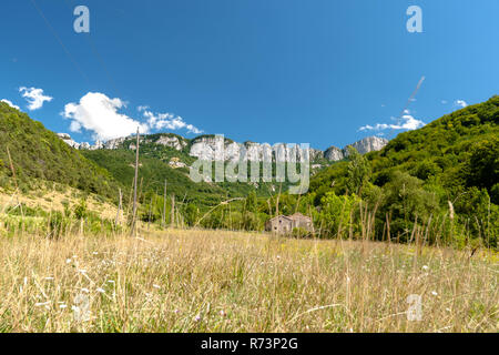 Die Vercors ist zwischen Grenoble und Sterben und bildet den Fuß der Alpen aus dem Rhône-Tal im Westen. Typisch sind die Kalk Felsen, towe Stockfoto