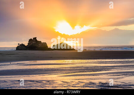 Schöne Atmosphäre am frühen Abend an Tagharte Beach in der Nähe von Essaouira, Marokko Stockfoto