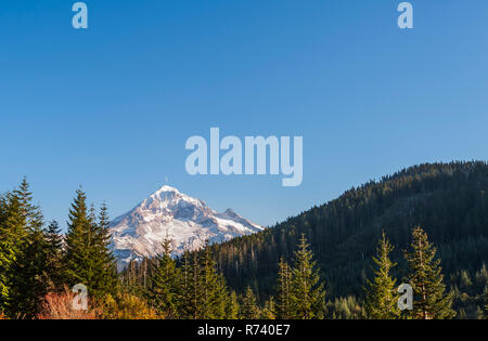 Mt. Haube von Lolo Pass in Mt gesehen. Hood National Forest. Stockfoto