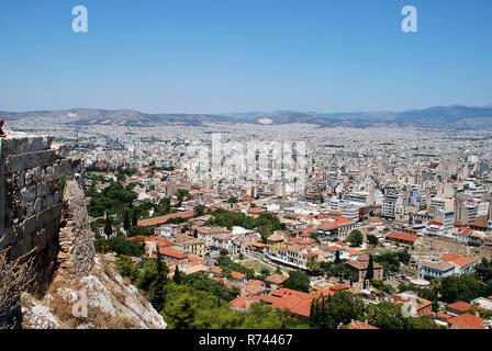 Panorama Blick von der Akropolis von Athen Stockfoto