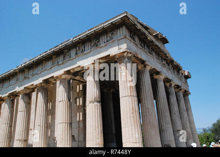 Der Tempel des Hephaistos oder Hephaisteion ist eine dorische Peripteral-tempel, und befindet sich an der nordwestlichen Seite der Agora von Athen Stockfoto